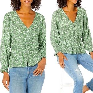 Goodthreads Ditsy Floral Smocked Blouse Top